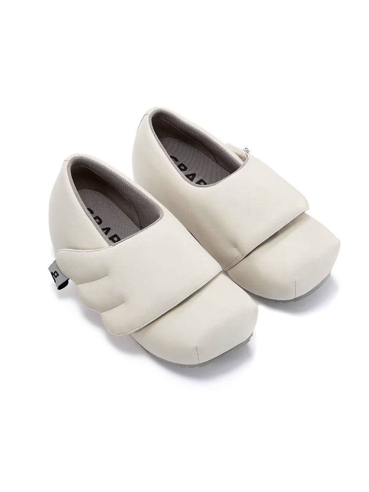 GRAPE Hotel Collection: Original Off-White Winged Velcro Loafers with Built-in Heels and Thick Soles