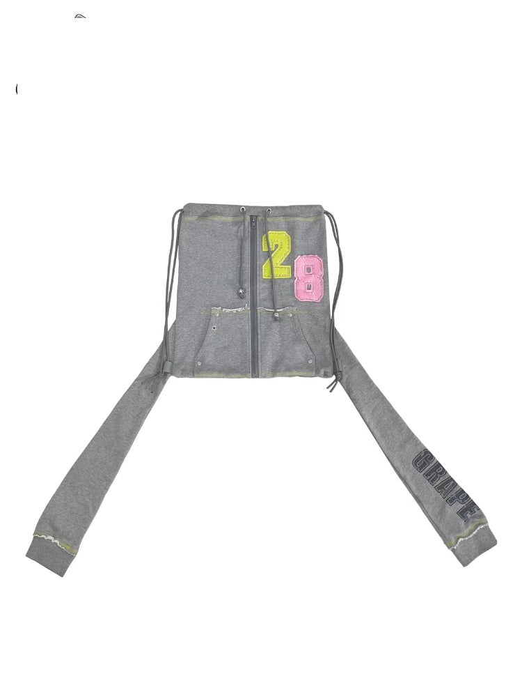 GRAPE Wardrobe Original Series Digital Print Hoodie with 3D Sleeves and Drawstring Backpack