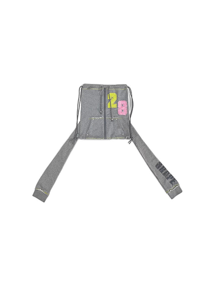 GRAPE Wardrobe Original Series Digital Print Hoodie with 3D Sleeves and Drawstring Backpack