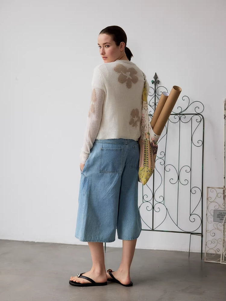 Dpercent Tencel-Linen Nordic Print Large-Capacity Lightweight Fabric Tote Bag