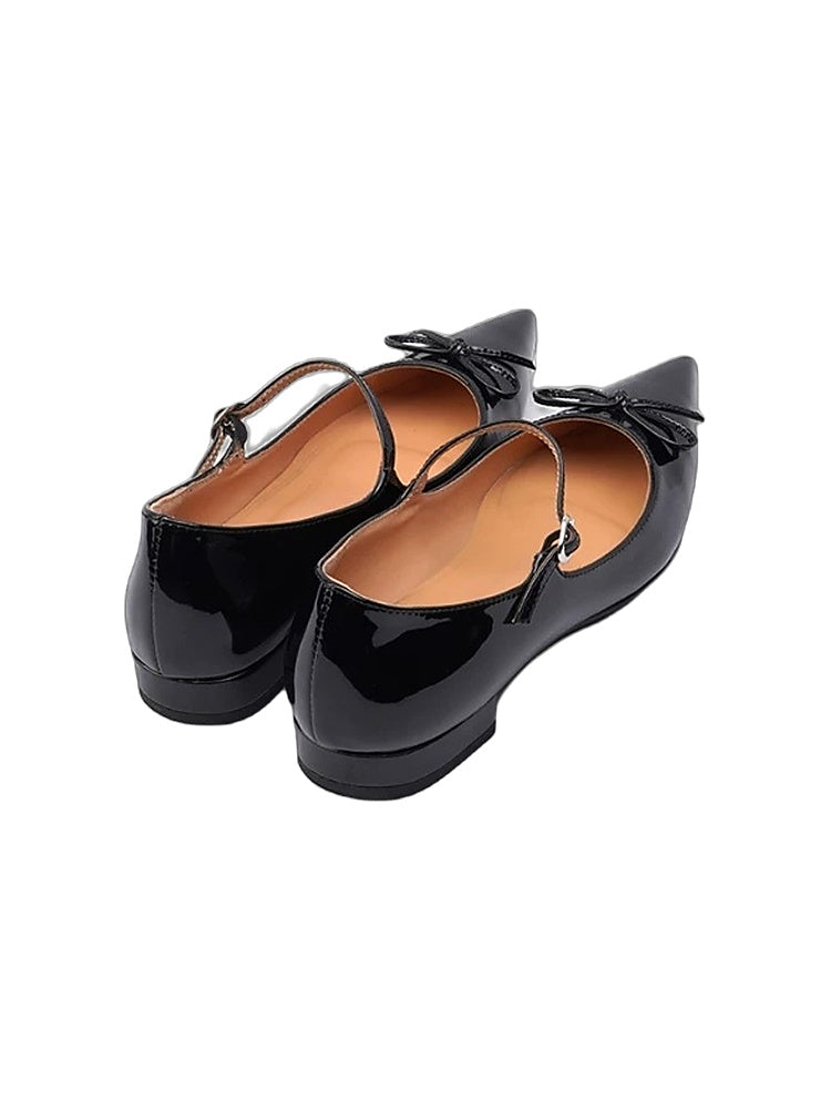 Black Butterfly Pointed-Toe Sweet Mary Jane Shoes - Women's Flat Ballet Flats Taiwan