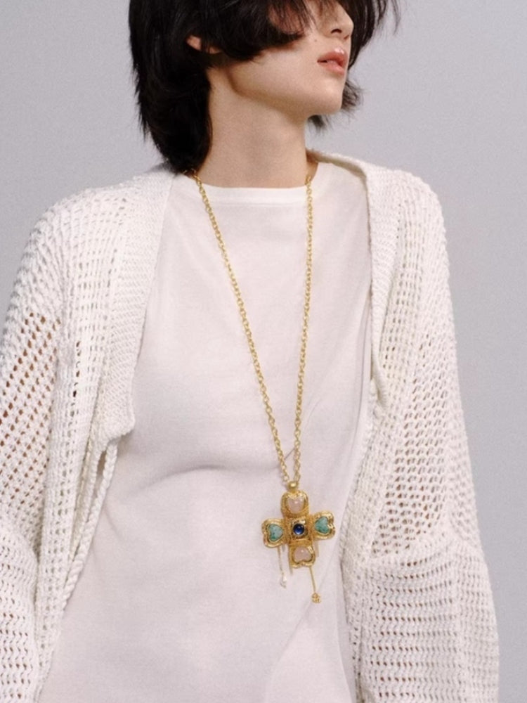 TOKOKKINO Crystal-Wrapped Chain Flowing Bow Necklace
