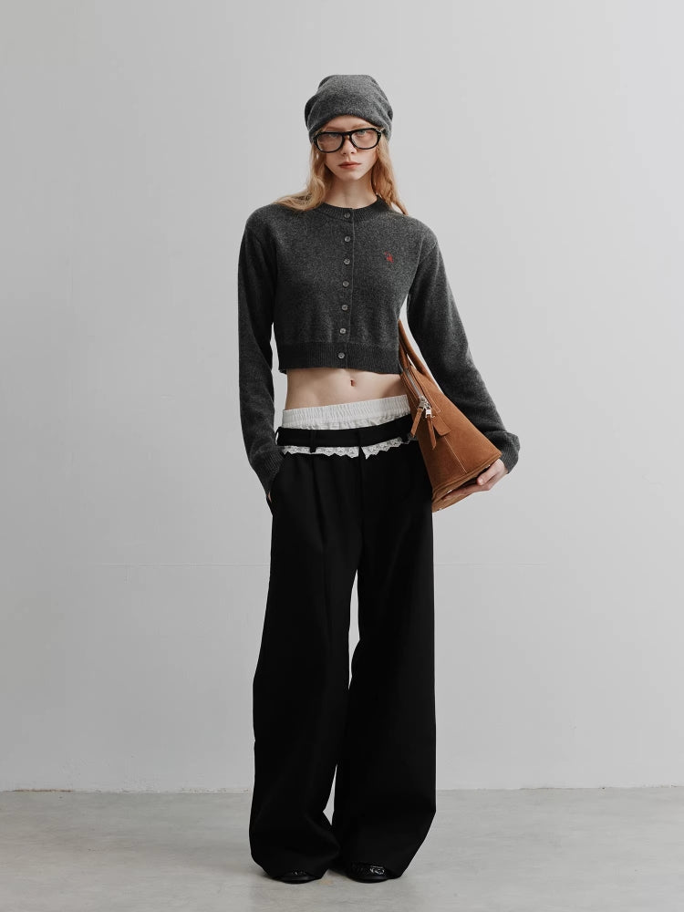 2AM POETRY Classy Escape Lace-Panel Relaxed-Fit Trousers