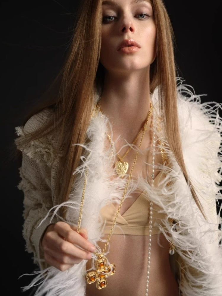 tokokkino “Polyphonic” Retro Two-Tone Bow Flower Long Necklace
