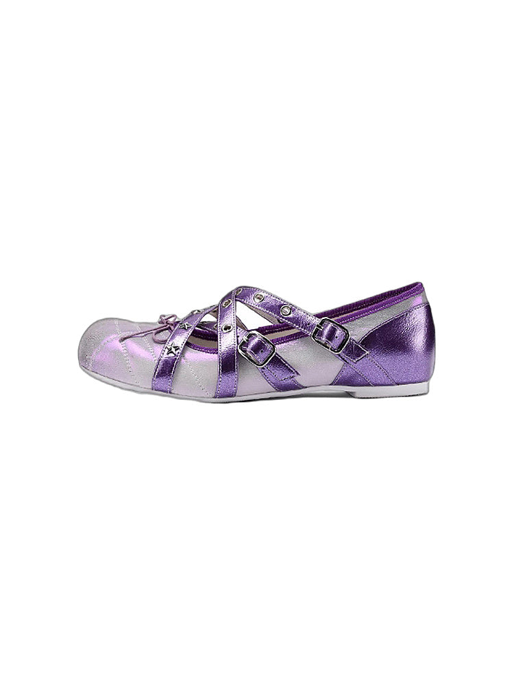 UBORYA Designer Original Casual Ballet Flats for Women: Flat, Iridescent Lambskin, Niche Runway Style, Feminine and Sensual, Round Toe
