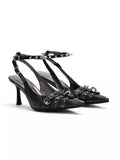 Arcadiagyal Original Design Women Designer Sandals Cut-Out Punk Antique Finish Leather Stiletto High Heels