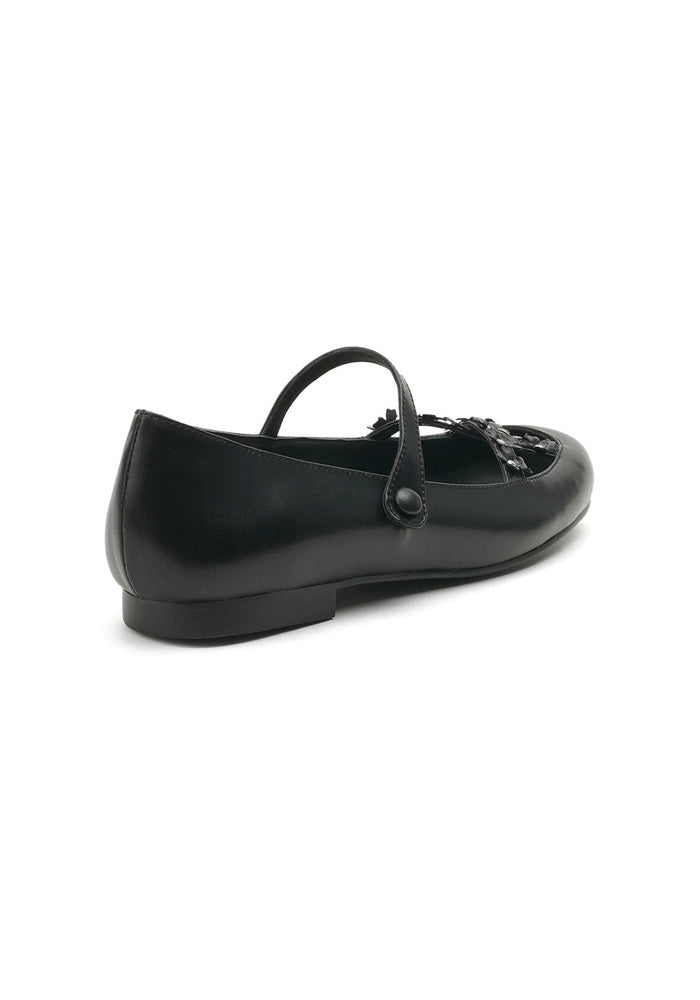 Leather 3D Floral Mary Jane Flat Shoes 1.5CM Minimalist Vintage Ballet Flats