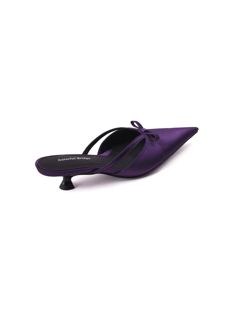 Noctis Purple Bow Kitten Heel Mules