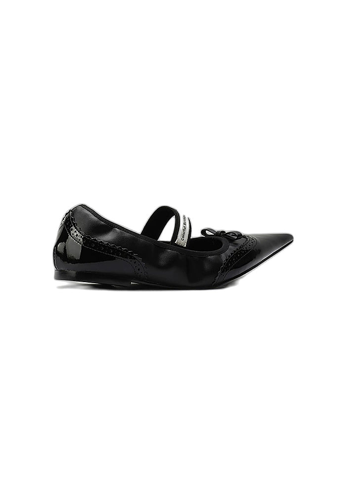 Patent Leather Mary Jane Flats 1CM Low Heel Gothic Baroque Hollow Pointed Toe Ballet Flat Shoes