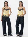 DPERCENT Lace-Trim Drawstring Camisole Top