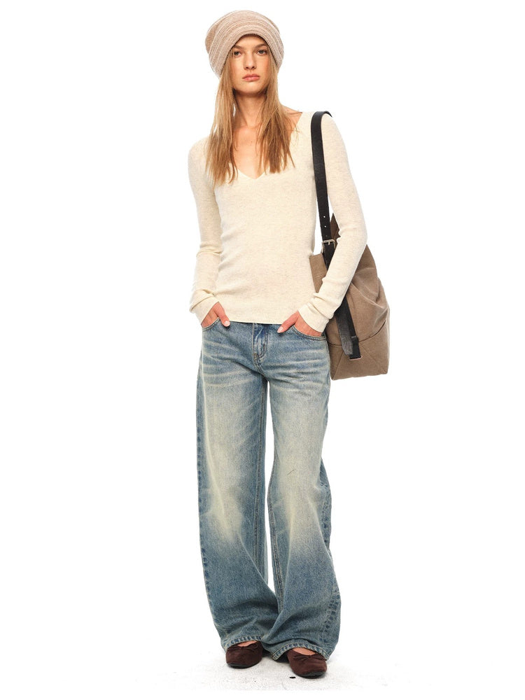 2AM POETRY Fine-Knit V-Neck Long-Sleeve Top - view 5