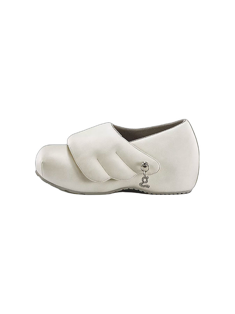 GRAPE Hotel Collection: Original Off-White Winged Velcro Loafers with Built-in Heels and Thick Soles
