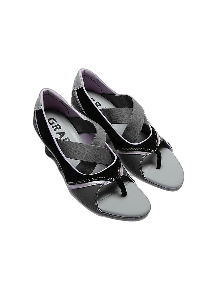 GRAPE Designer Black Wedge Heel Sandals