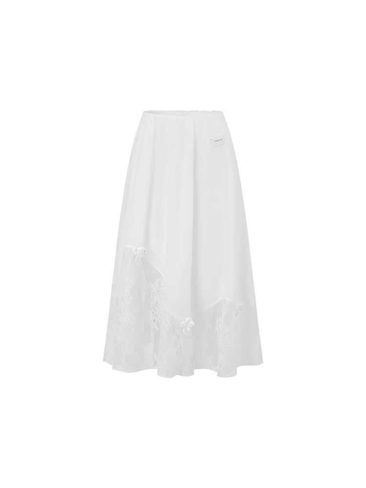 SHROENRO Fashionable Lace-Panel Skirt with a Sweet, Girly Aesthetic