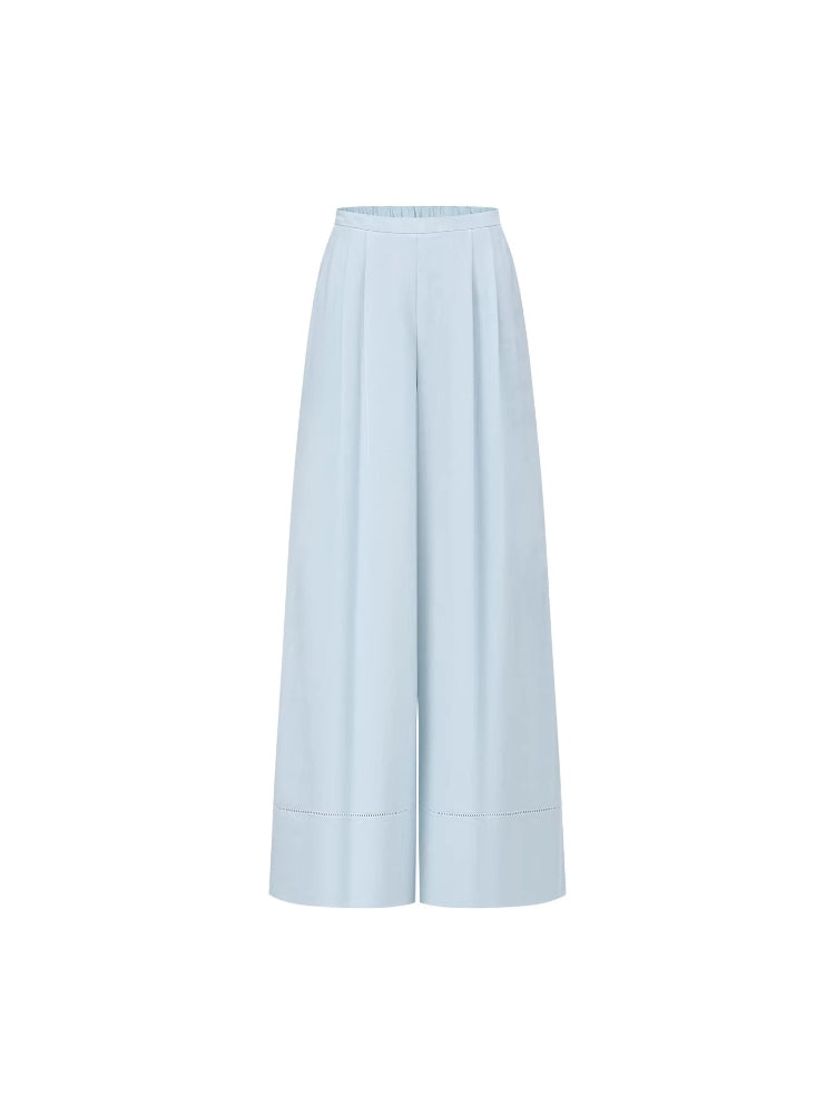 SHROENRO Women's Casual Wide-Leg Pants with Openwork Lace Design and a Relaxed, Loose Fit