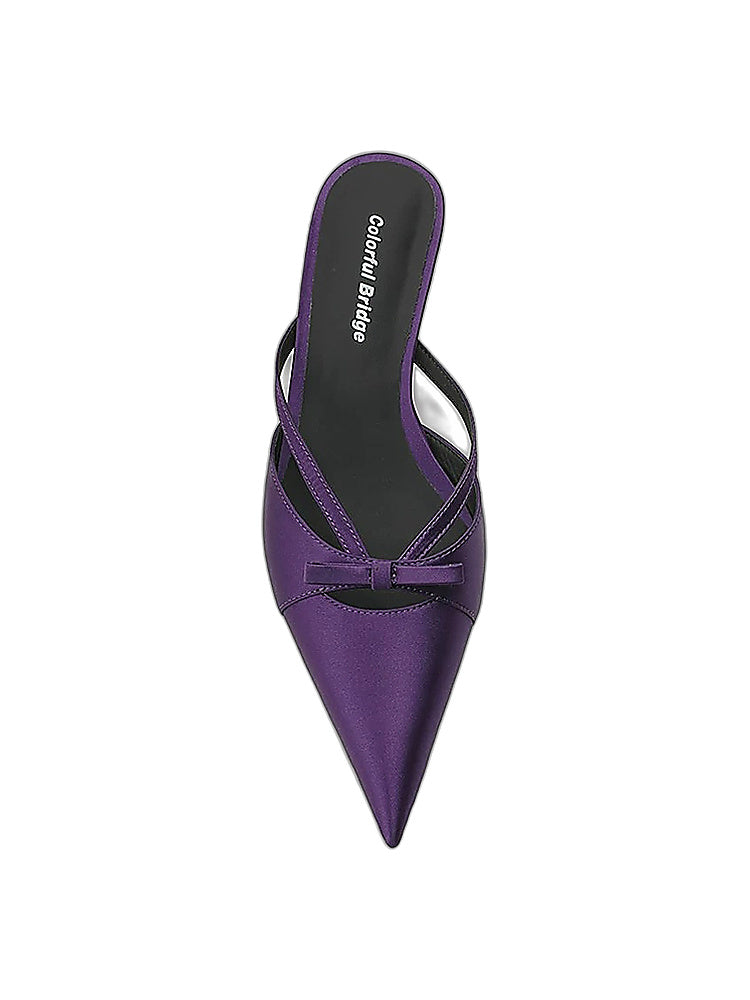 Noctis Purple Bow Kitten Heel Mules