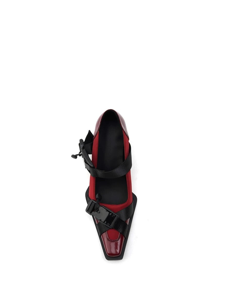 Square-Toe Mary Jane Pumps with Straps for Women