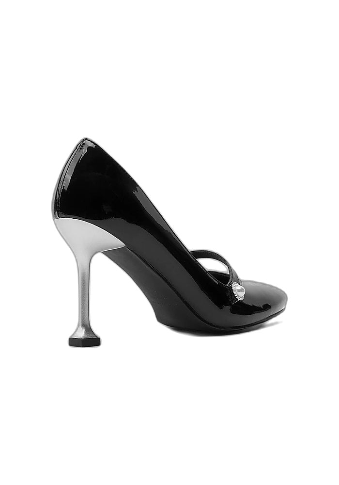 Pearl Mary Jane Stiletto Pumps 8.5CM Minimalist Avant-Garde Round Toe Heels
