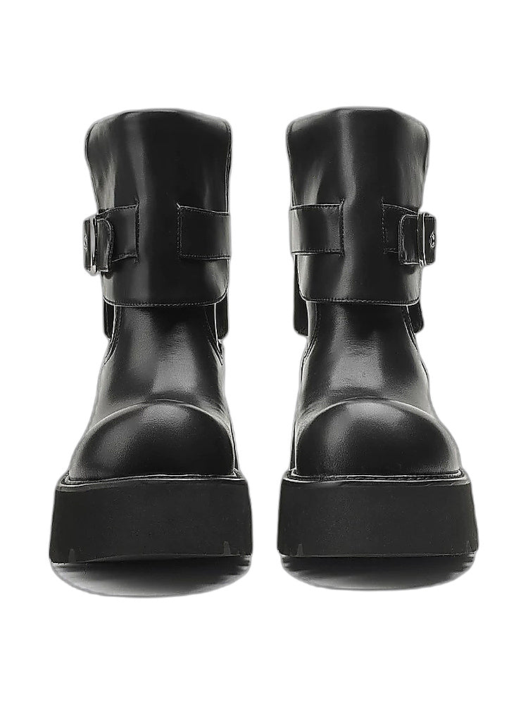 Stand Realm Buckle Platform Ankle Boots