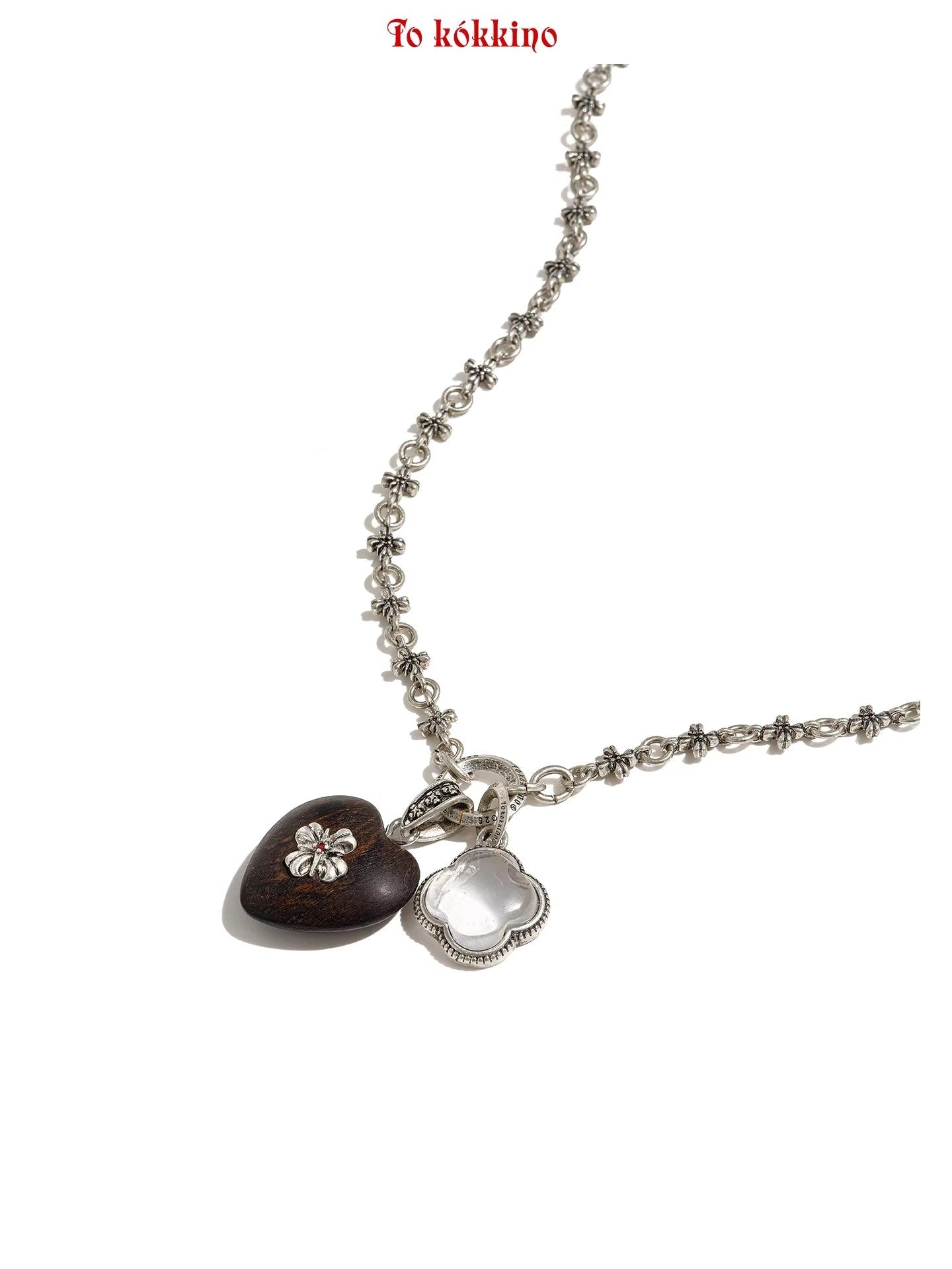 tokokkino “Collision” Crystal Rosewood Silver-Plated Heart Necklace