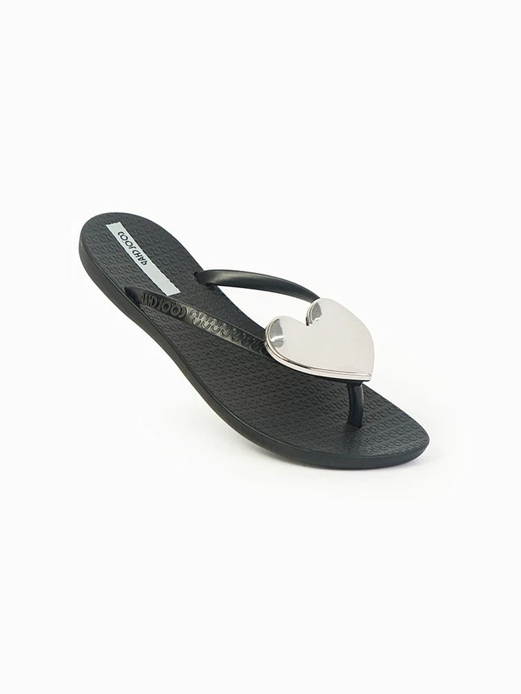 Heart Pendant Quilted Platform Flip-Flops