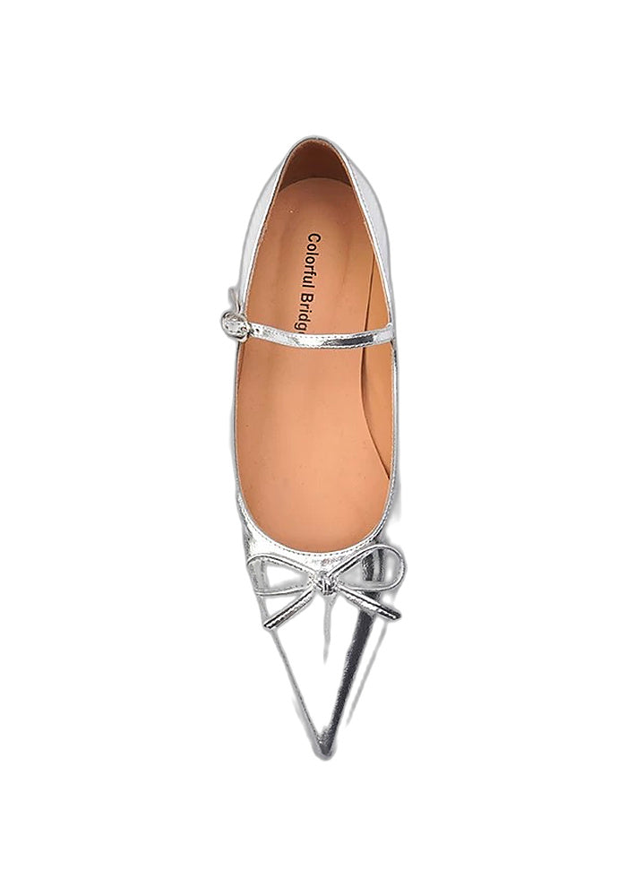 Holiday Checkered Pointed-Toe Sweet Mary Jane Shoes for Women with Bow, Flat