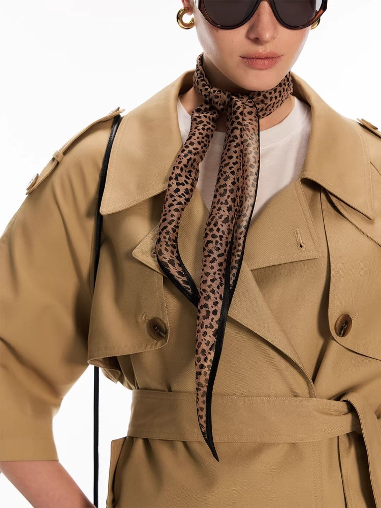 Dpercent Shiny Jacquard Leopard-Print Headband with White Polka Dots and Short Neck Scarf Accessory