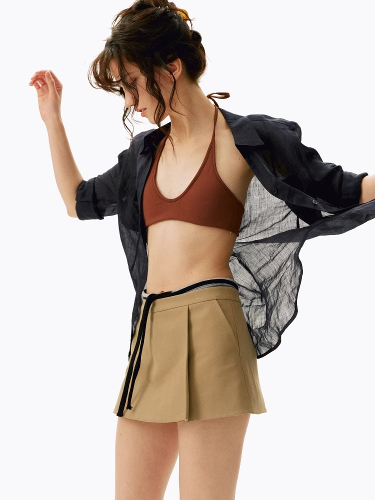 2AM POETRY Retro Skirt-Pants: Modest A-Line Skirt with Classic Side Slit and Low-Rise Mini Skirt-Pants