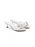 Arcadiagyal Original Design Silver Handmade Lambskin Floral Block Heel High Heels Sandals Slippers 4