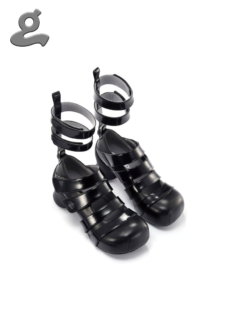 GRAPE Hotel 23SS Original Design Detachable Strap Velcro Mary Jane Roman Sandals