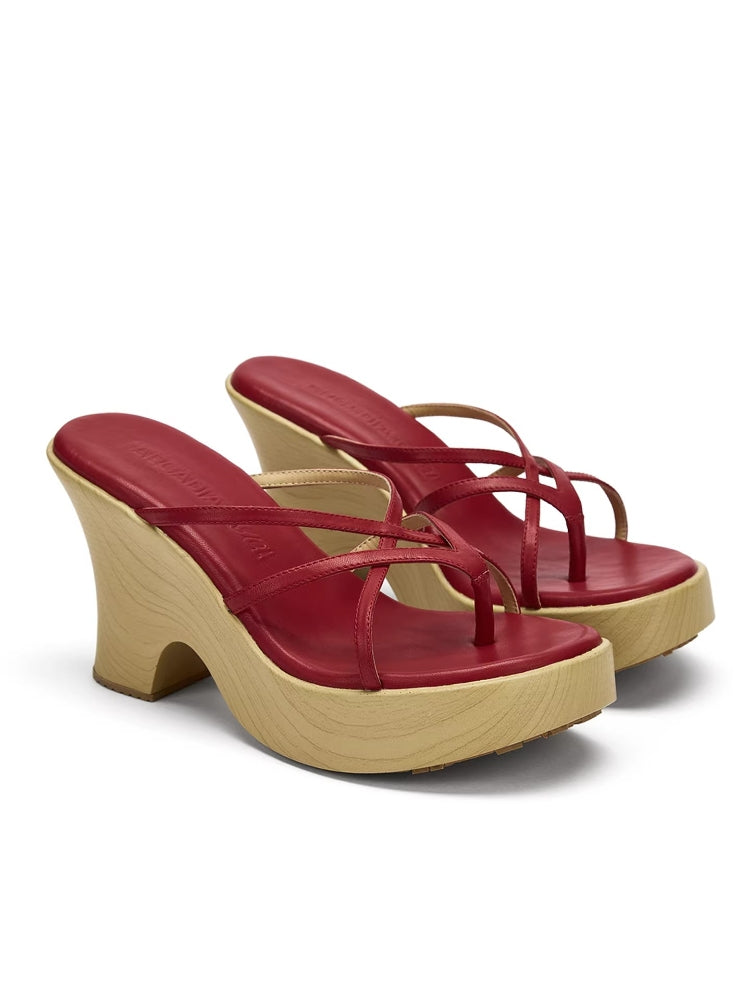 Arcadiagyal Original Design Thin Strap Gold White Red Wedge Heel High Heels Platform Flip-Flops