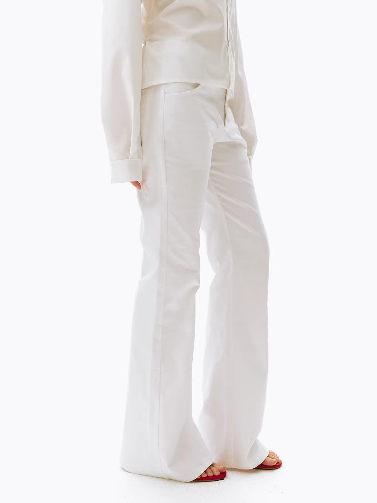 2AM POETRY Relaxed-Fit, Slightly Loose, Mid-Rise, Slightly Flared Straight-Leg Casual Pants