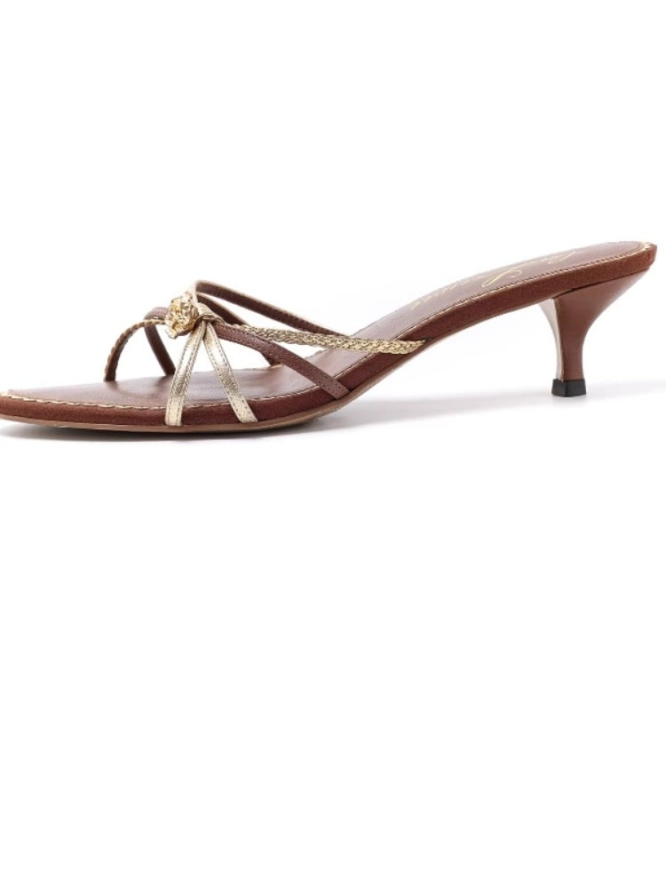 CNLEEWEI Pointed-Toe, Stiletto-Heel, Open-Toe Mule Sandals with a Luxurious Look