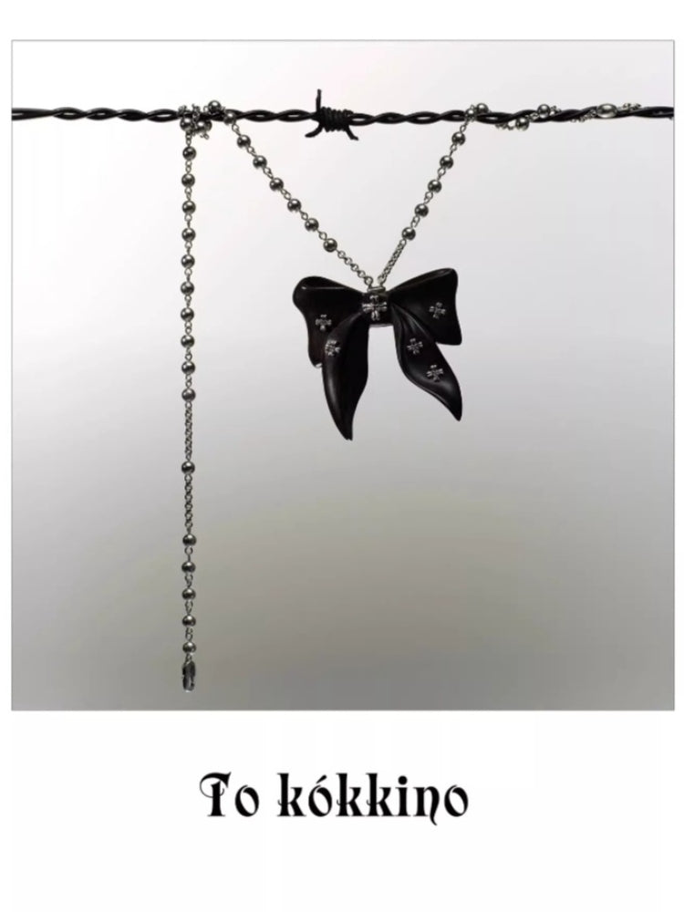 TOKOKKINO Wooden Bow Logo Long Necklace