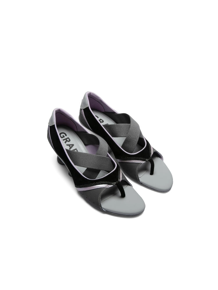 GRAPE Designer Black Wedge Heel Sandals