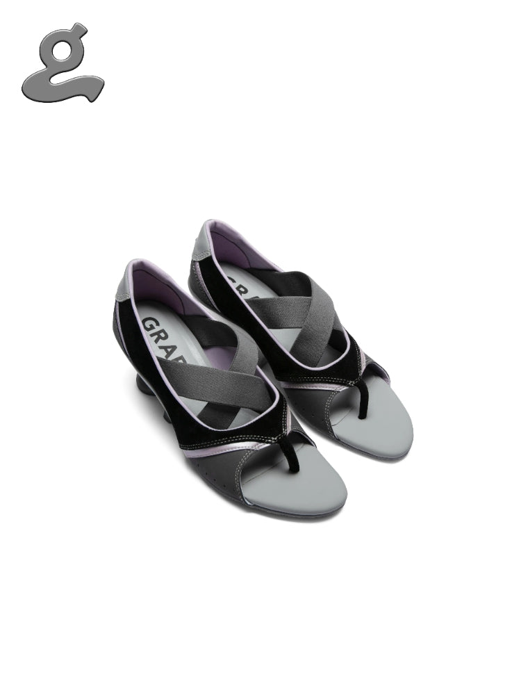 GRAPE Designer Black Wedge Heel Sandals