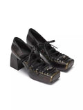 Arcadiagyal Designer Block Heel Square Toe High Heels Vintage Neo-Chinese Style High Heels