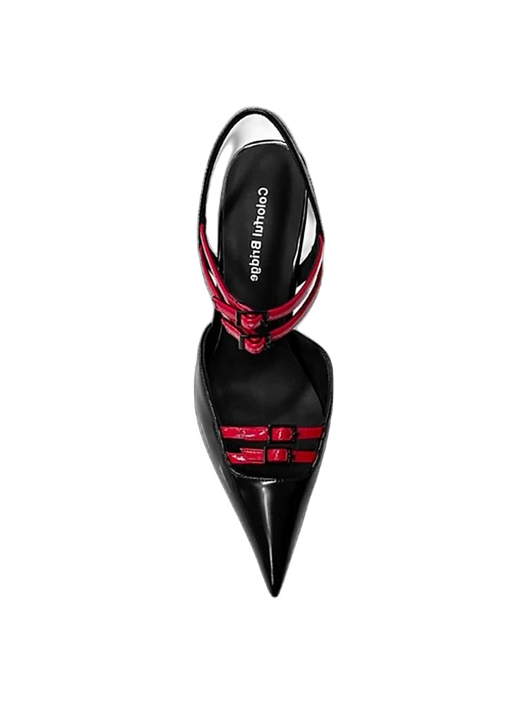 Colorful Bridge Strap & Pin Buckle Combination High Heels