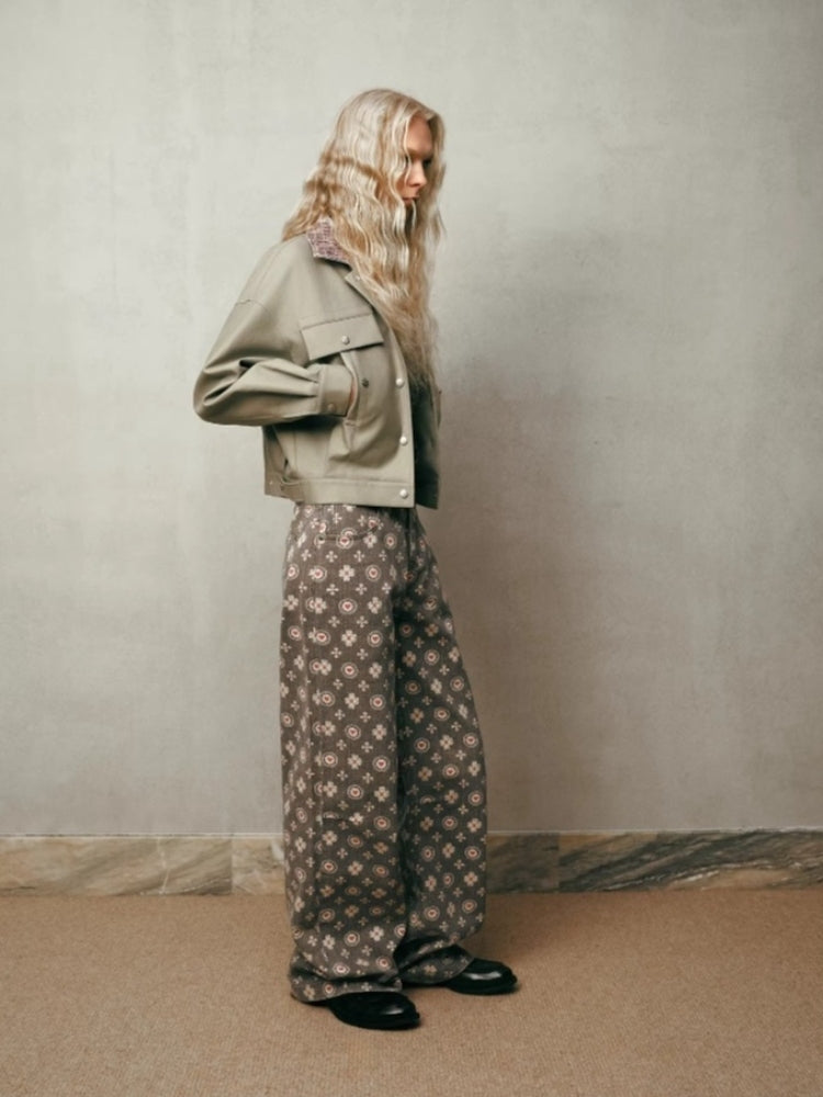 Tokokkino Low-Rise Vintage-Print Jeans