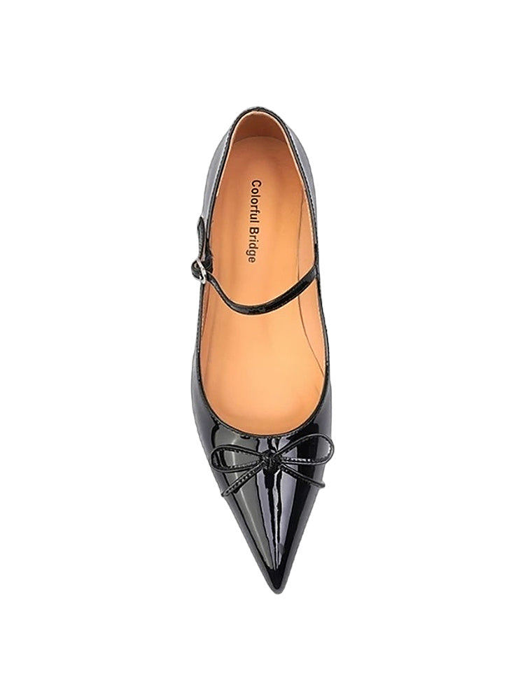 Black Butterfly Pointed-Toe Sweet Mary Jane Shoes - Women's Flat Ballet Flats Taiwan
