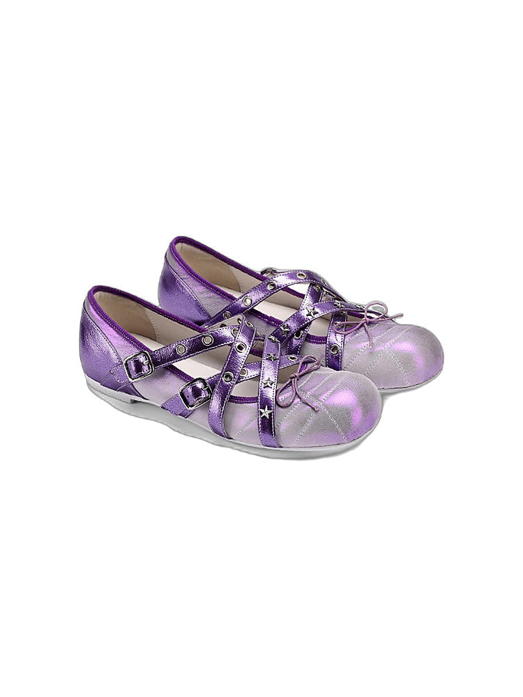 UBORYA Designer Original Casual Ballet Flats for Women: Flat, Iridescent Lambskin, Niche Runway Style, Feminine and Sensual, Round Toe