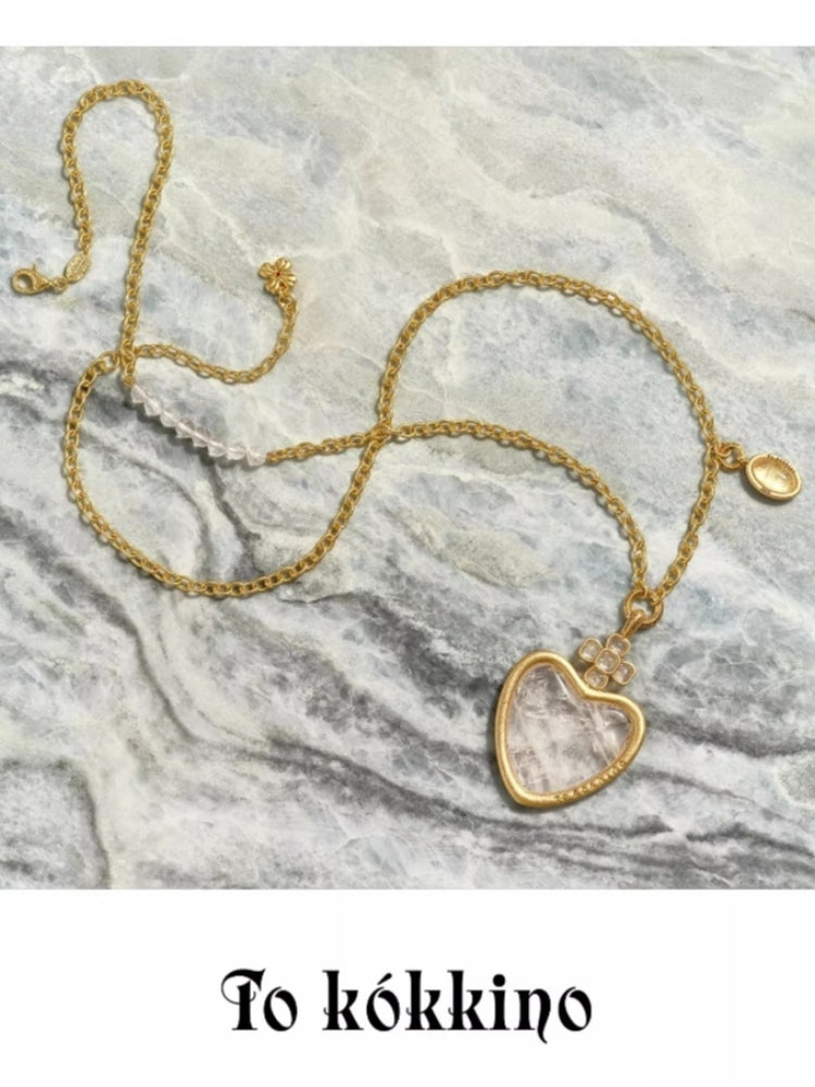 tokokkino “Sea Heart” White Crystal Heart-Shaped Necklace