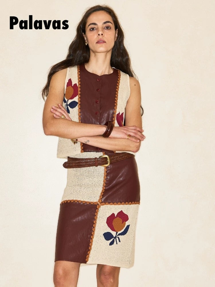 Iberian Courtyard Mix-and-Match Set: Boho-Style Waistcoat and Skirt