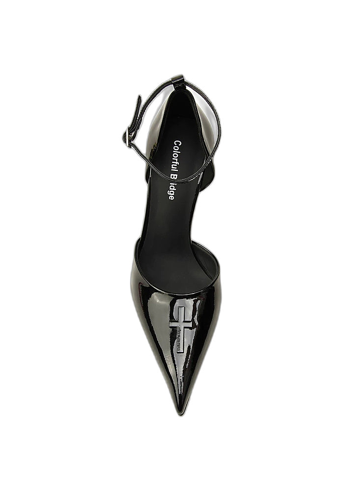 D'Orsay Ankle Strap Pumps 10CM Geometric Cross Stiletto Avant-Garde Designer Heels