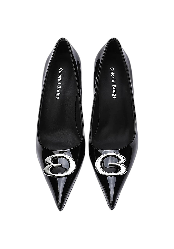 Pointed Toe Stiletto Pumps 10CM Metal Butterfly Blade Ornament Avant-Garde Designer High Heels