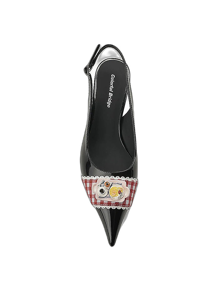 Noon Feast Plaid Bow Kitten Heel Mules