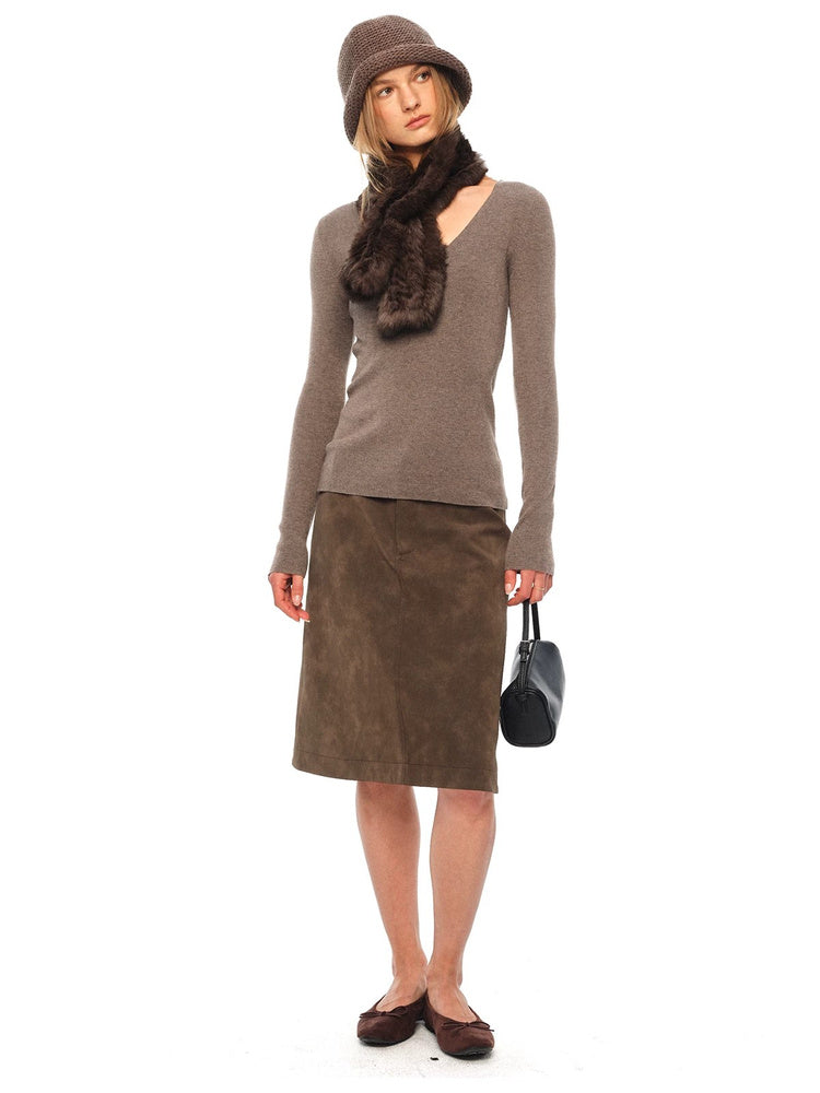 2AM POETRY Suede-Effect Knee-Length Skirt - view 6