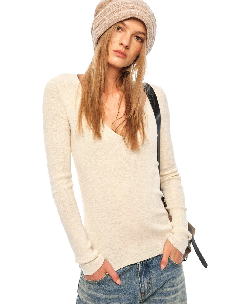 2AM POETRY Fine-Knit V-Neck Long-Sleeve Top - view 6