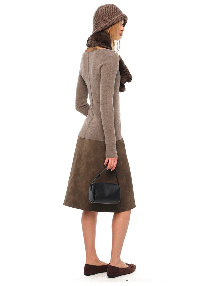 2AM POETRY Suede-Effect Knee-Length Skirt - view 7