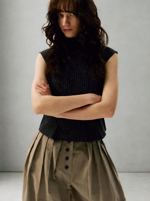 2AM POETRY Relaxed-Fit Adjustable Multi-Pleated Drapey Casual Bell-Bottom Pants